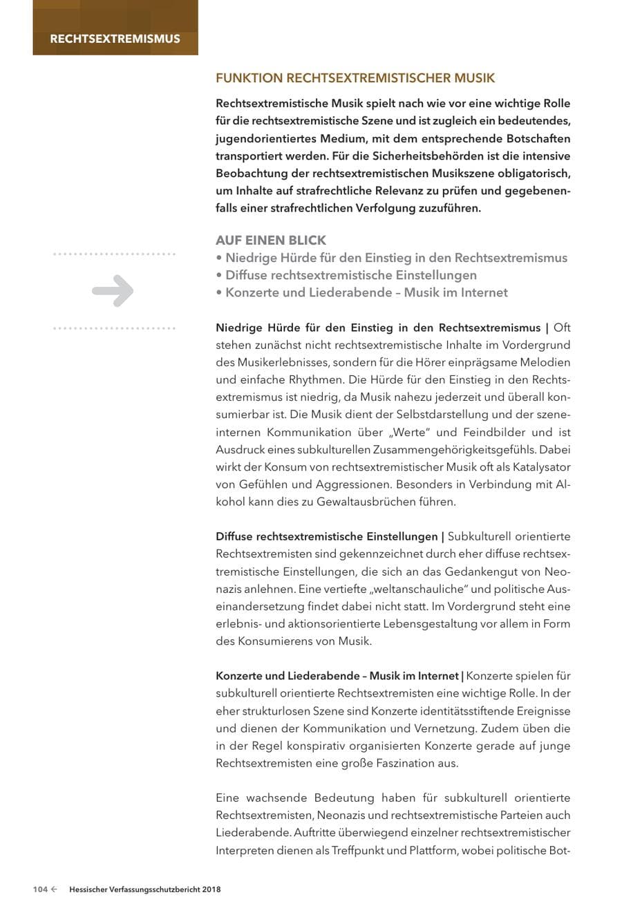 Seite 106 des Verfassungsschutzbericht 2018 Hessen