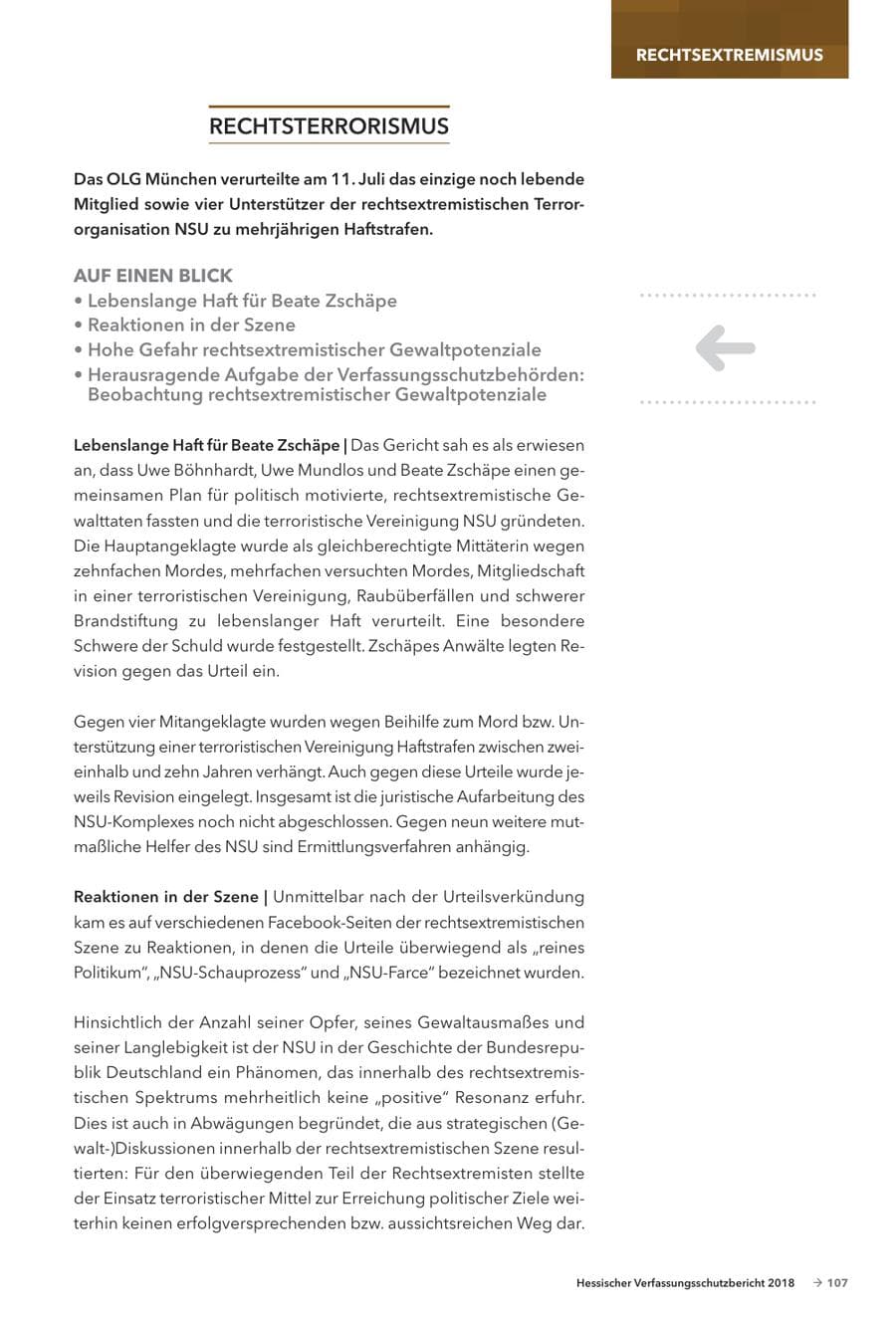 Seite 109 des Verfassungsschutzbericht 2018 Hessen