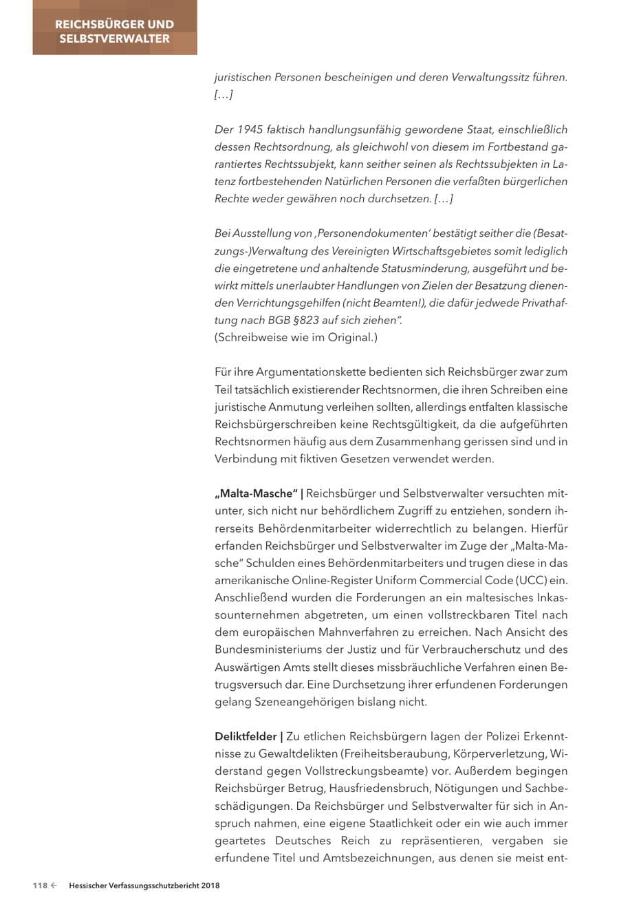 Seite 120 des Verfassungsschutzbericht 2018 Hessen