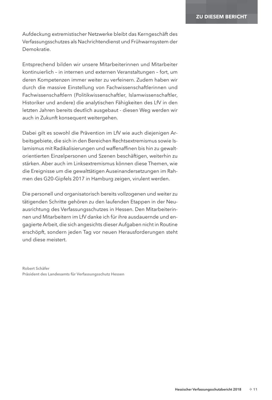 Seite 13 des Verfassungsschutzbericht 2018 Hessen
