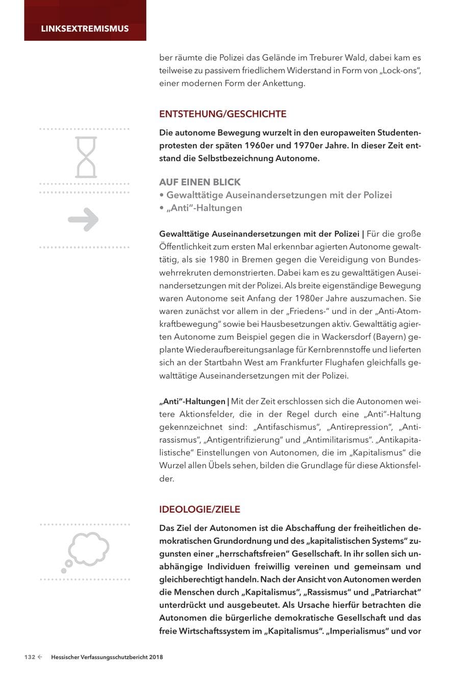 Seite 134 des Verfassungsschutzbericht 2018 Hessen