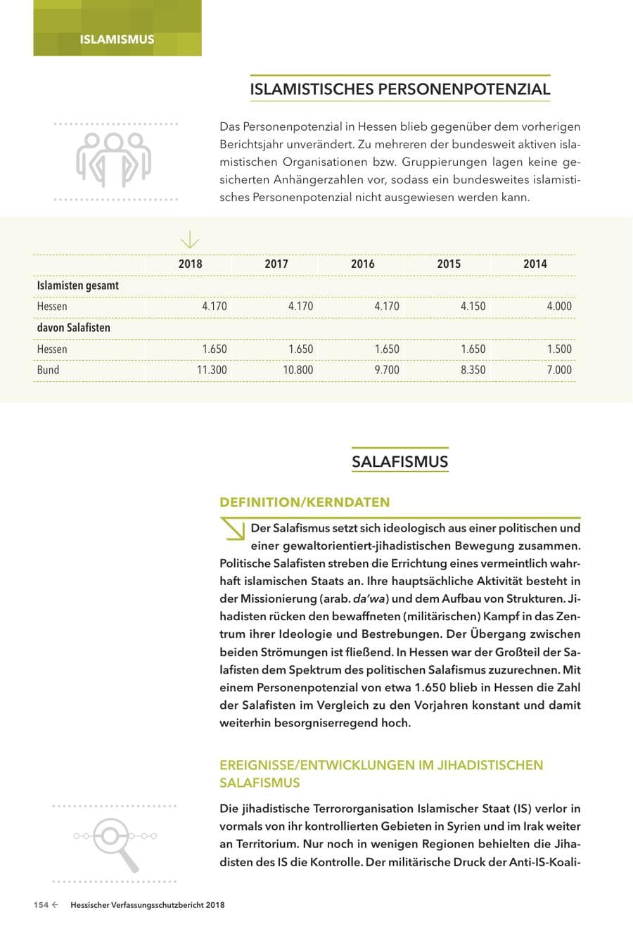 Seite 156 des Verfassungsschutzbericht 2018 Hessen