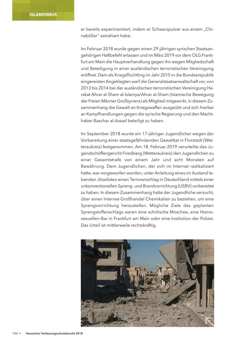 Seite 158 des Verfassungsschutzbericht 2018 Hessen