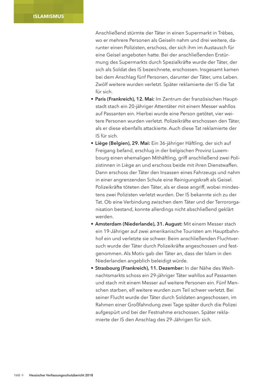 Seite 162 des Verfassungsschutzbericht 2018 Hessen