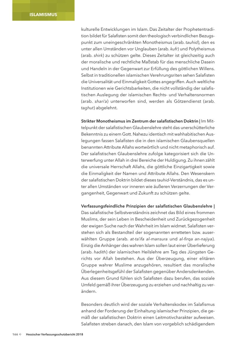 Seite 168 des Verfassungsschutzbericht 2018 Hessen