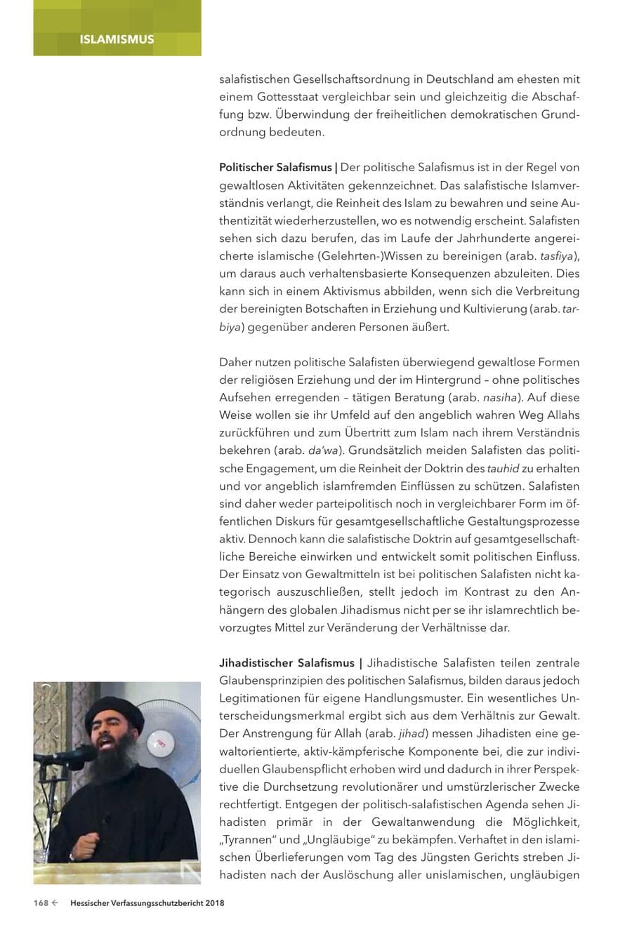 Seite 170 des Verfassungsschutzbericht 2018 Hessen