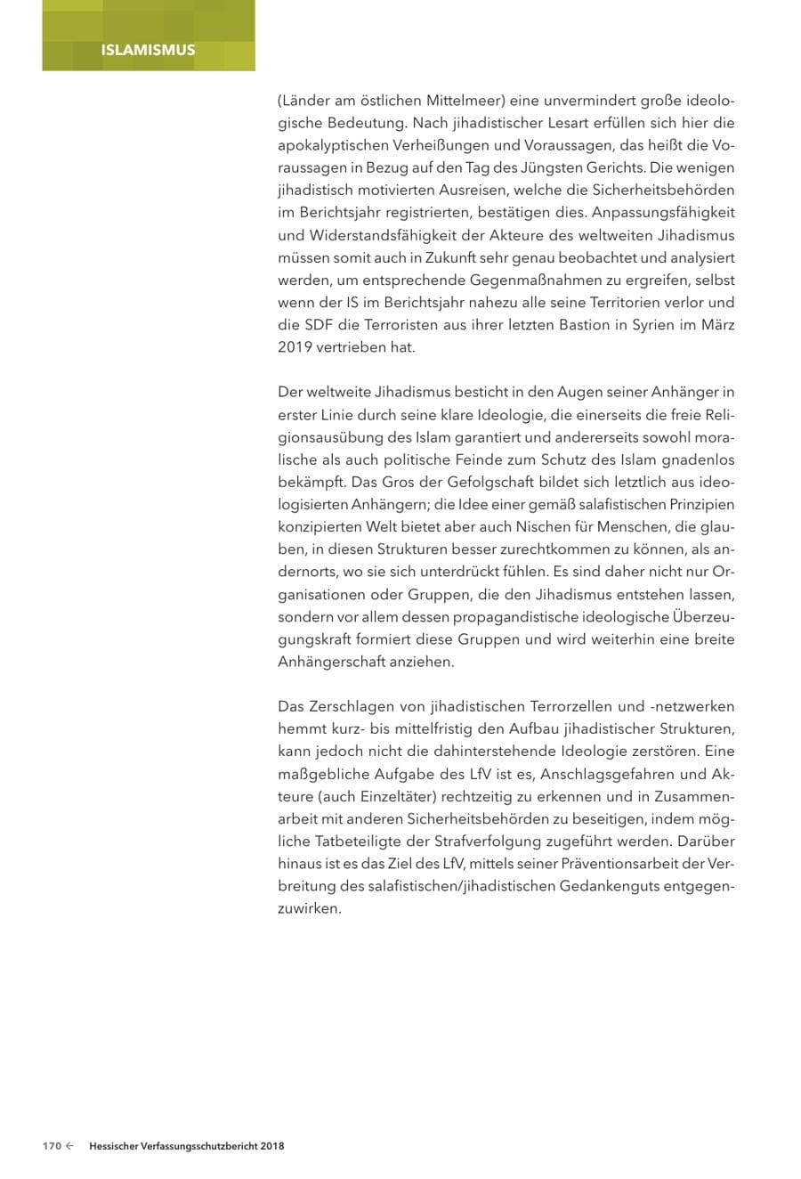 Seite 172 des Verfassungsschutzbericht 2018 Hessen