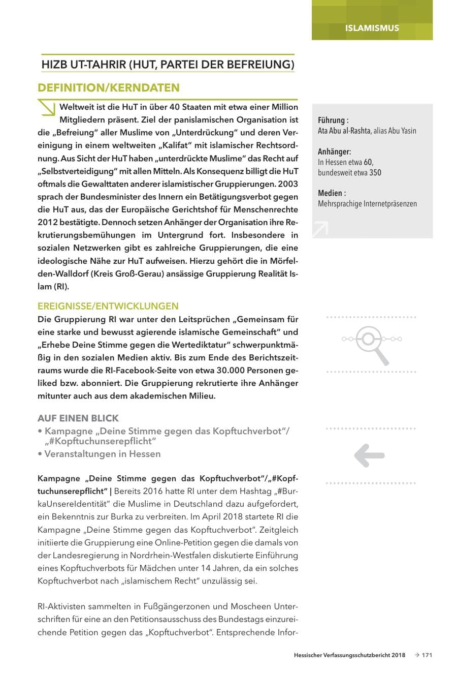 Seite 173 des Verfassungsschutzbericht 2018 Hessen