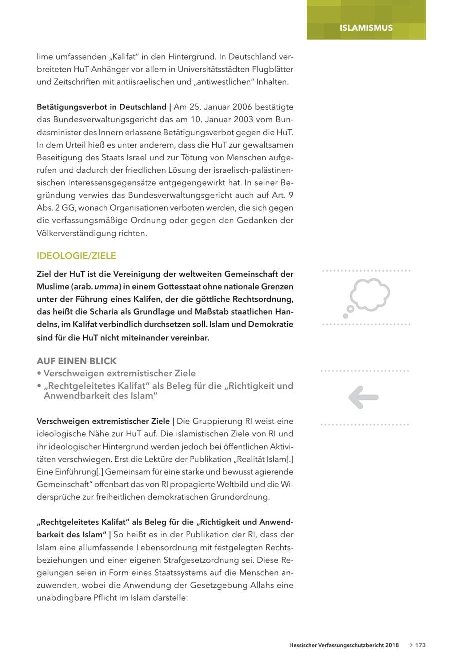 Seite 175 des Verfassungsschutzbericht 2018 Hessen