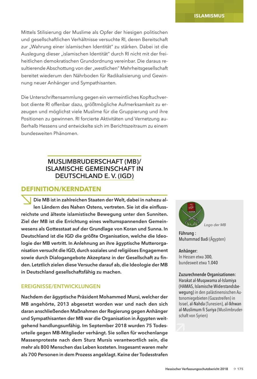 Seite 177 des Verfassungsschutzbericht 2018 Hessen