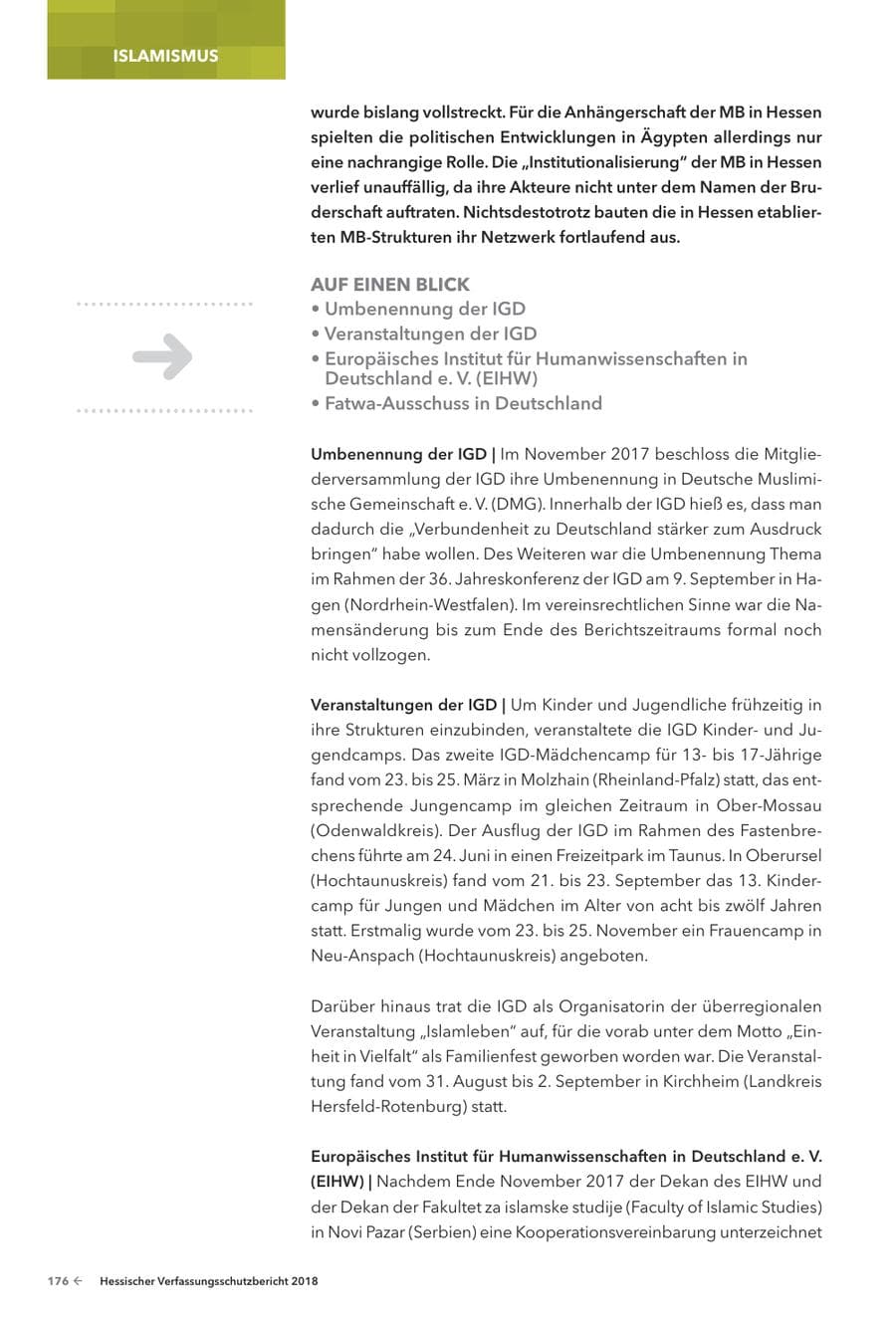 Seite 178 des Verfassungsschutzbericht 2018 Hessen