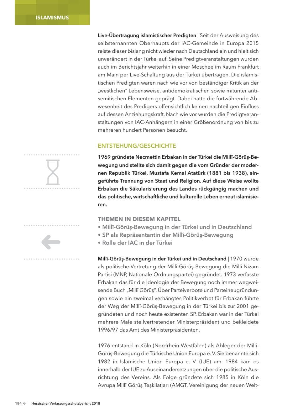 Seite 186 des Verfassungsschutzbericht 2018 Hessen