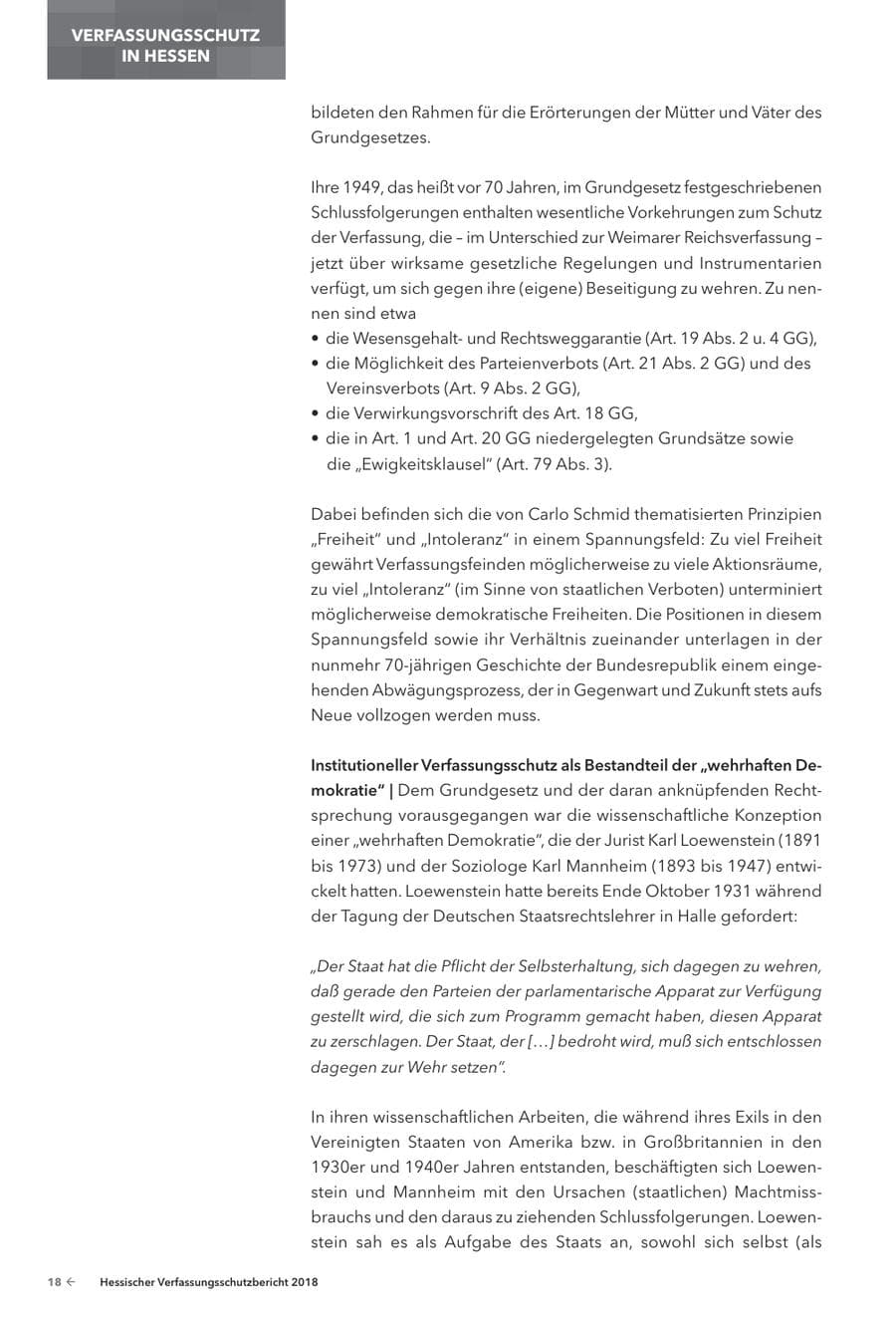 Seite 20 des Verfassungsschutzbericht 2018 Hessen