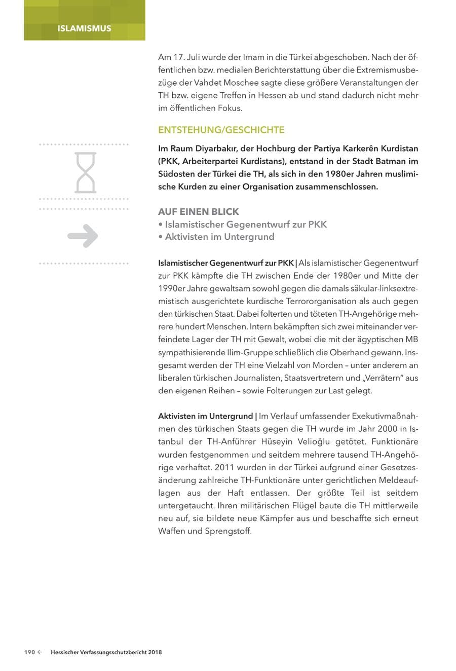 Seite 192 des Verfassungsschutzbericht 2018 Hessen