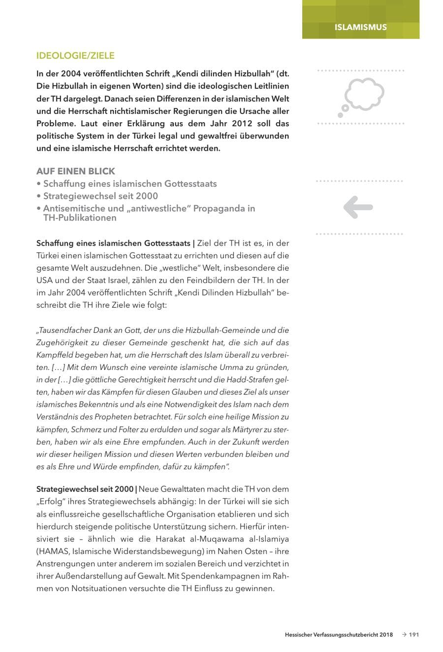 Seite 193 des Verfassungsschutzbericht 2018 Hessen