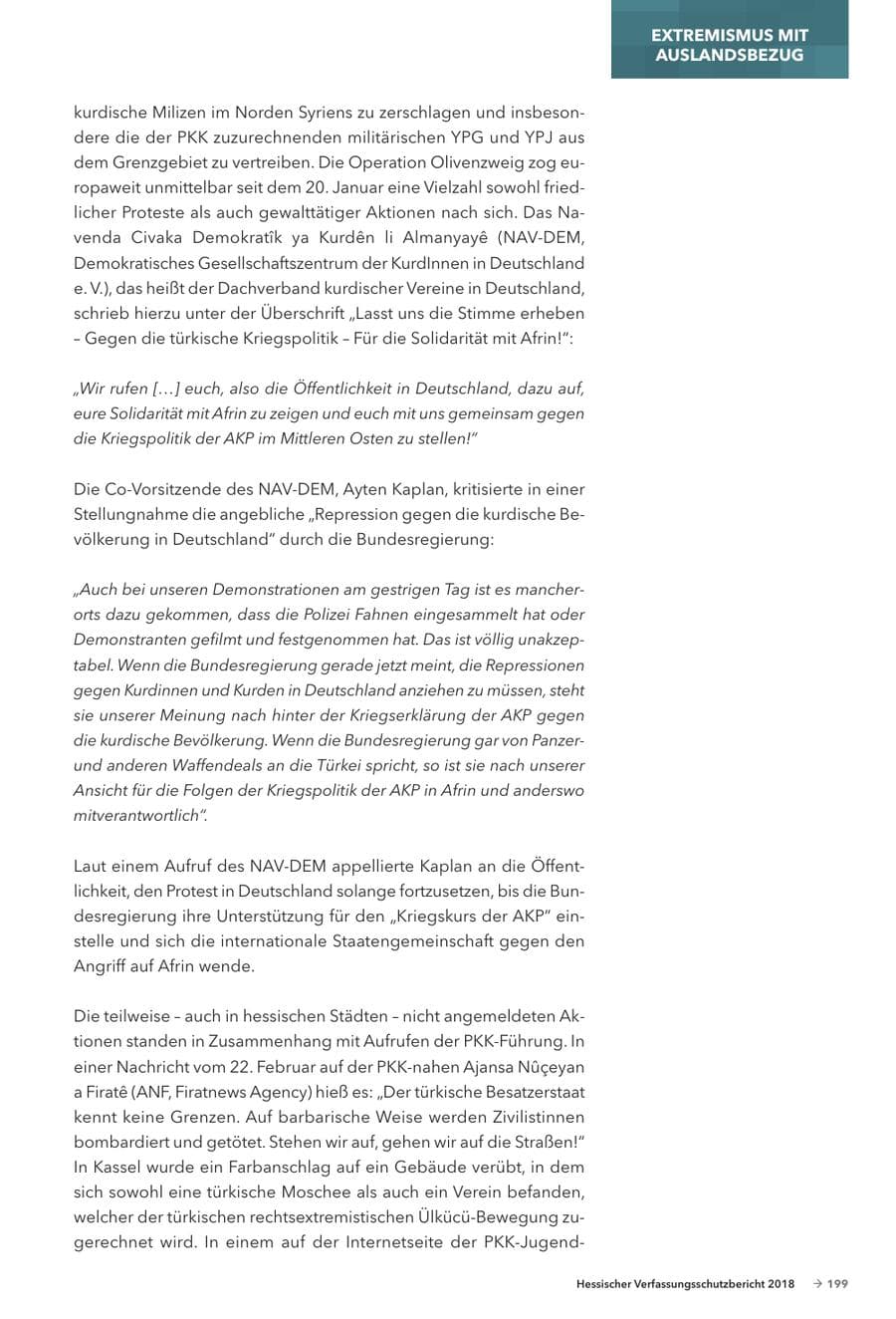 Seite 201 des Verfassungsschutzbericht 2018 Hessen