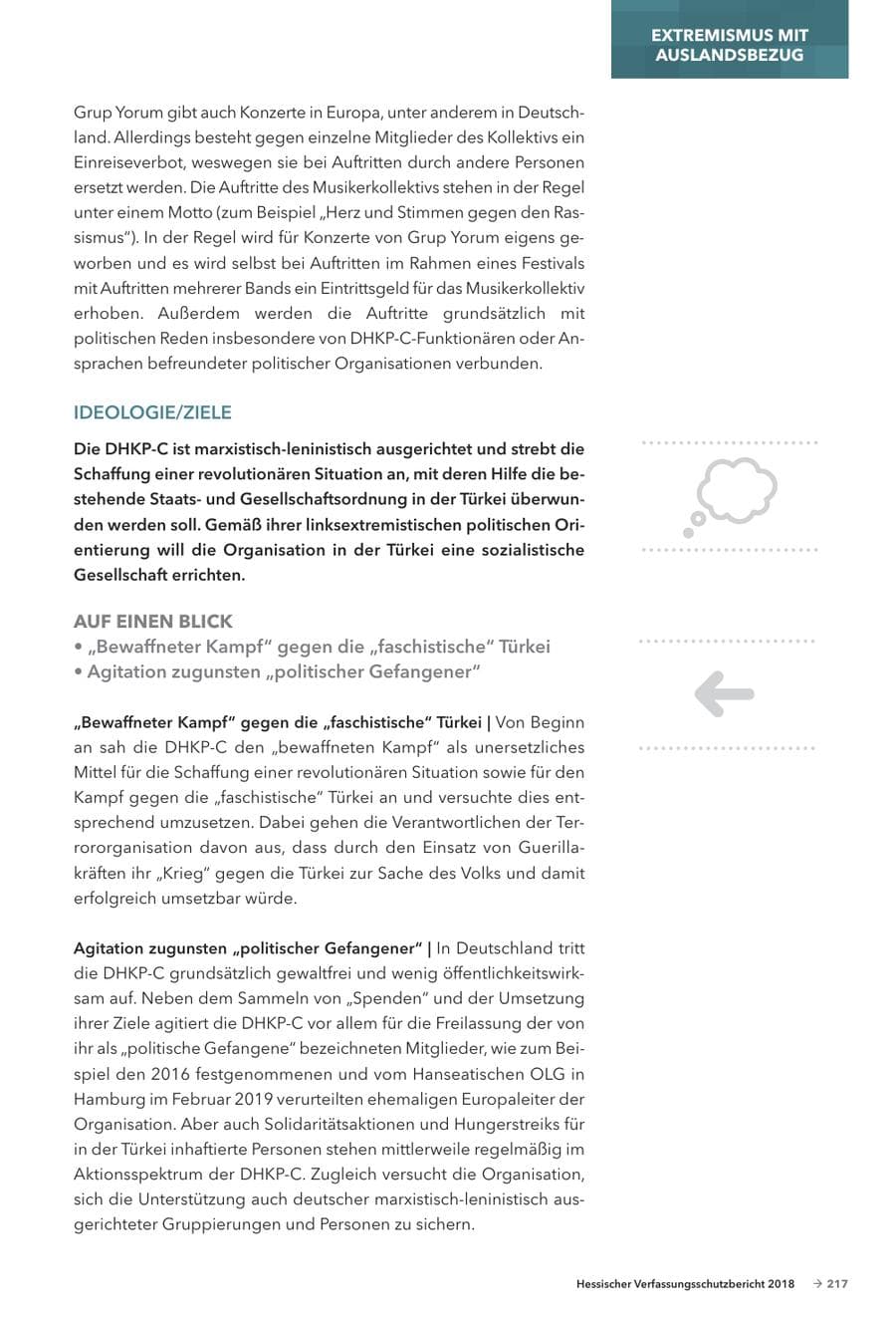 Seite 219 des Verfassungsschutzbericht 2018 Hessen