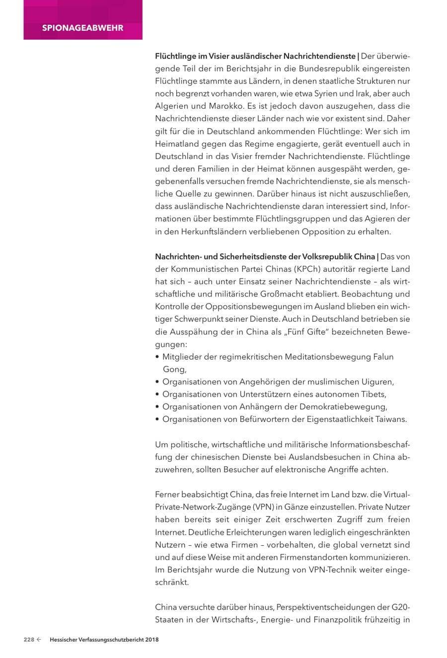 Seite 230 des Verfassungsschutzbericht 2018 Hessen