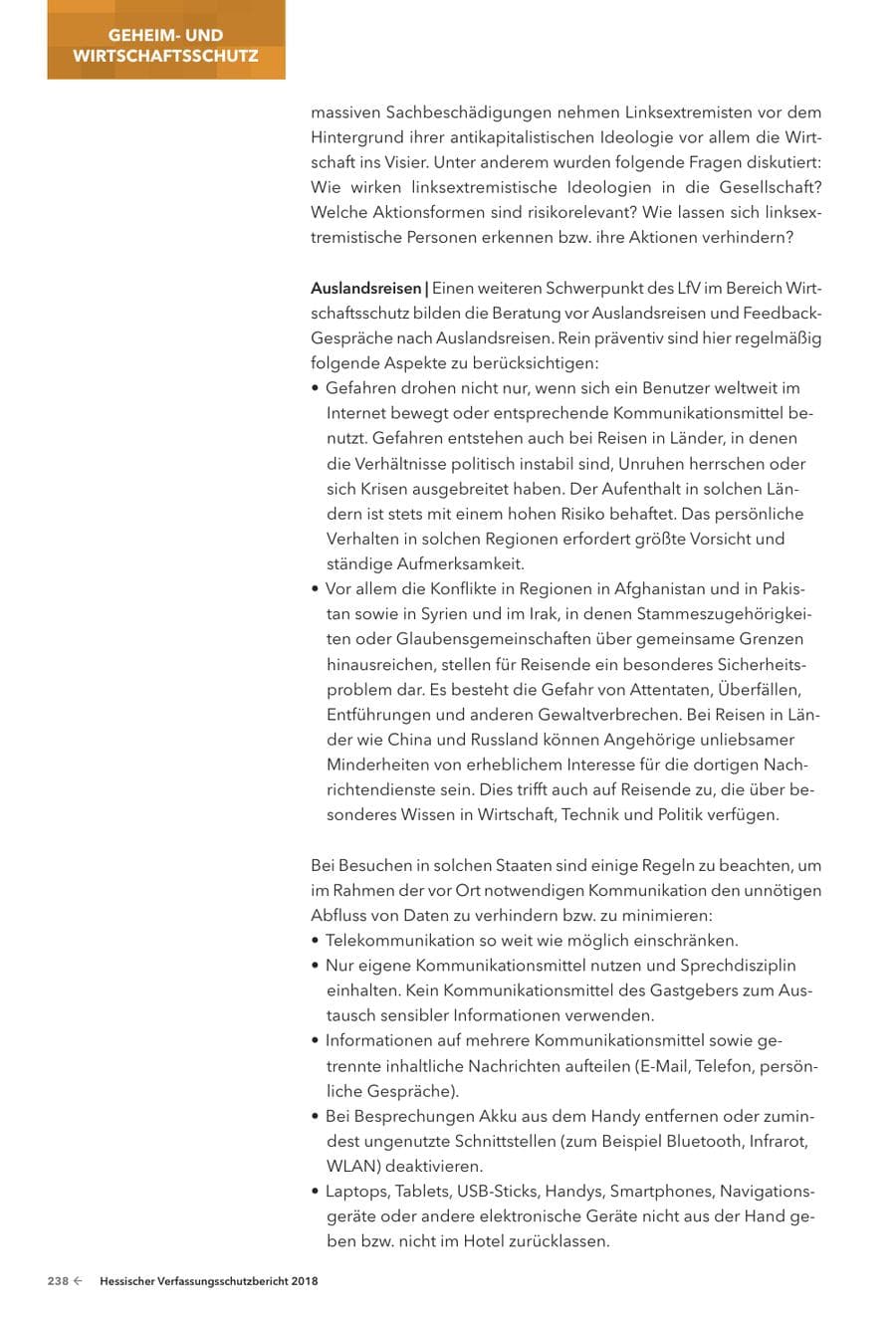 Seite 240 des Verfassungsschutzbericht 2018 Hessen