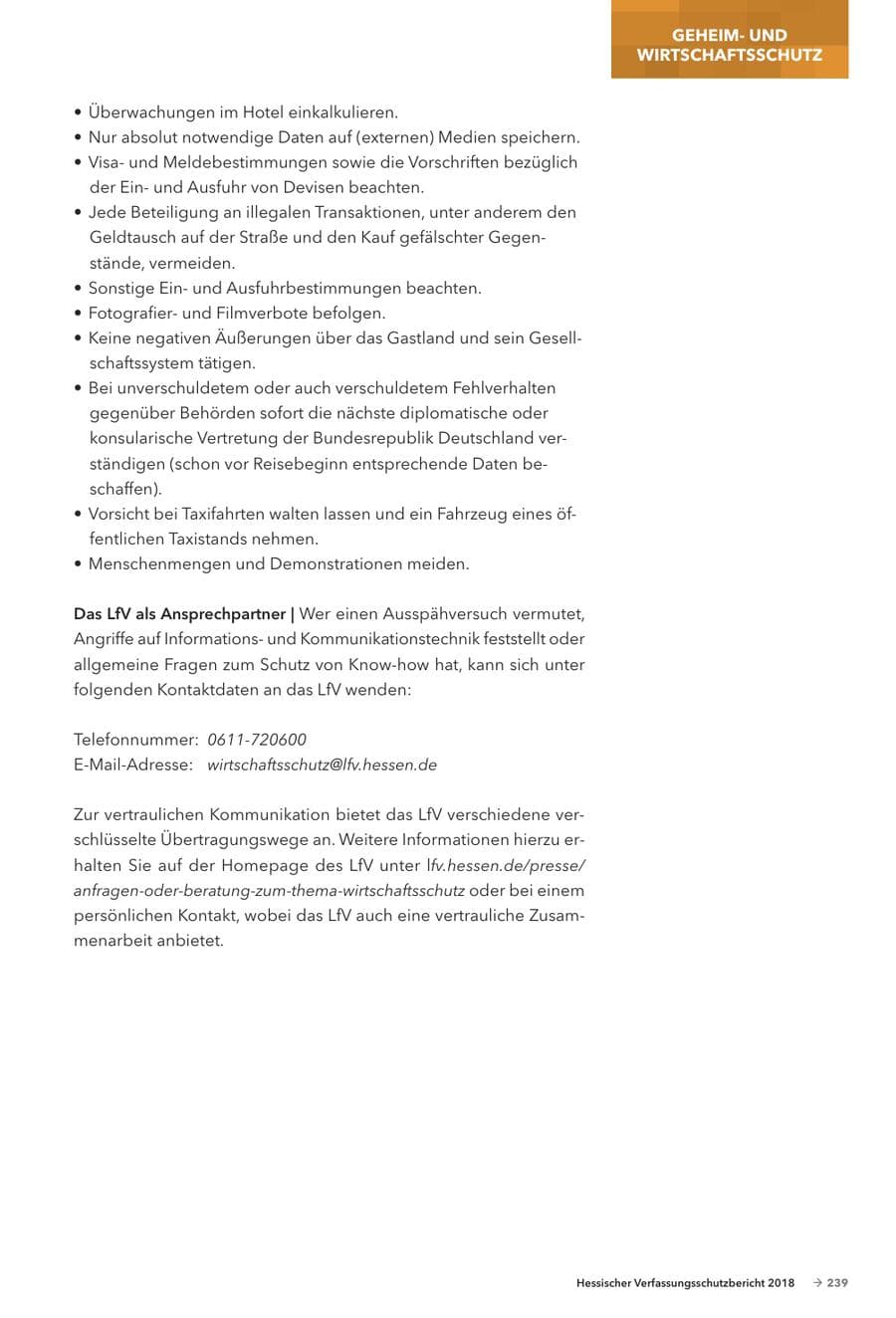 Seite 241 des Verfassungsschutzbericht 2018 Hessen