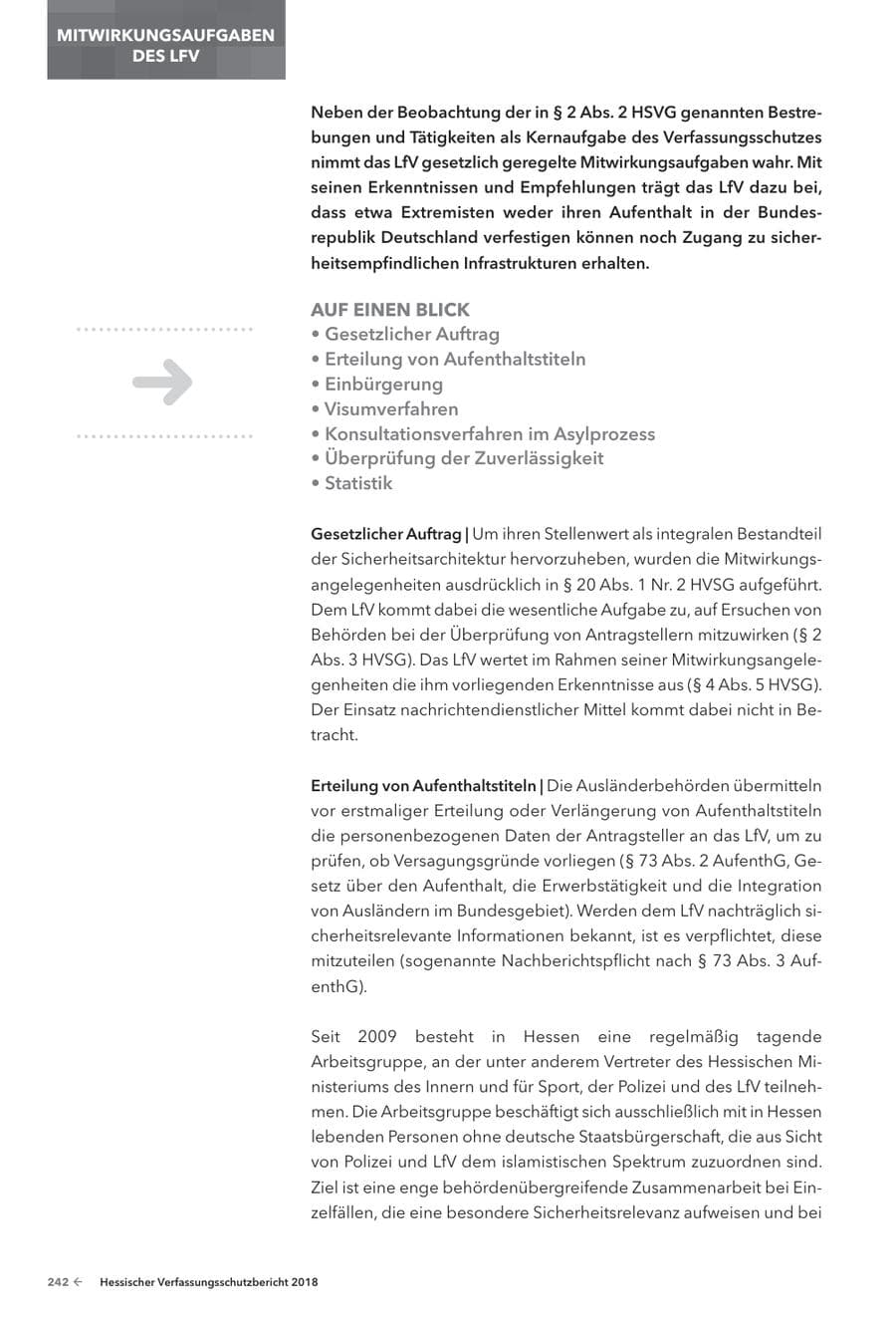 Seite 244 des Verfassungsschutzbericht 2018 Hessen