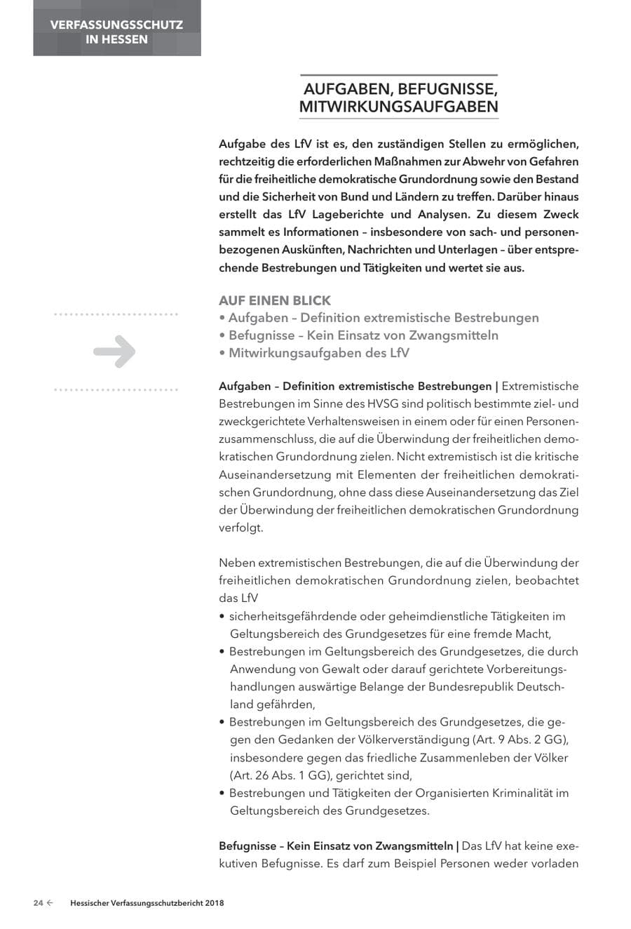 Seite 26 des Verfassungsschutzbericht 2018 Hessen