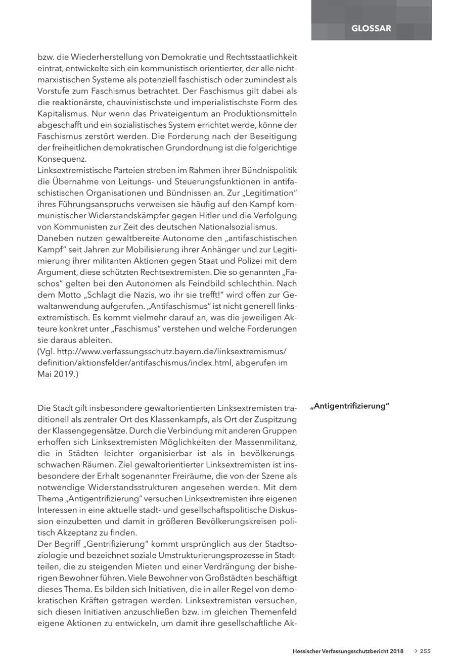Seite 257 des Verfassungsschutzbericht 2018 Hessen