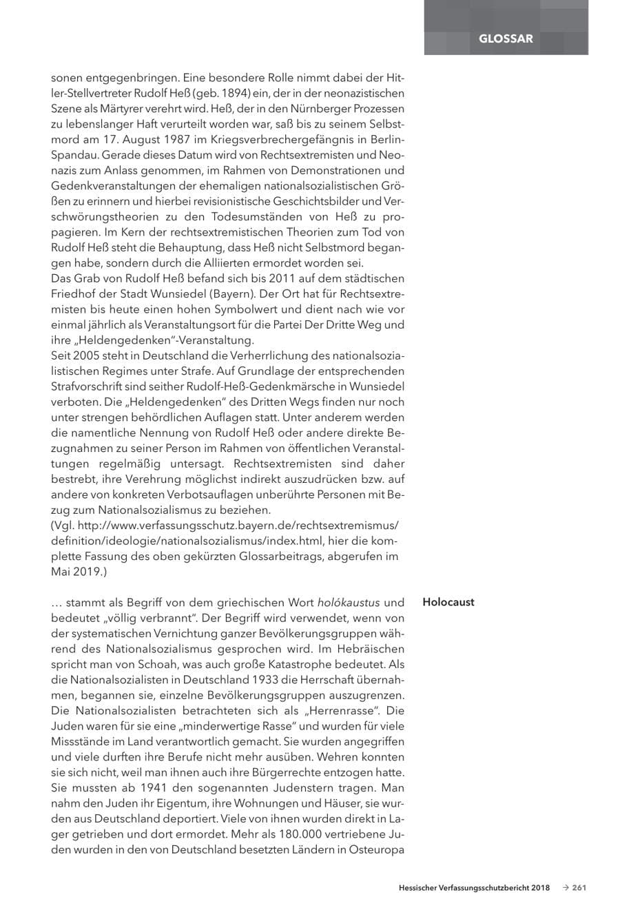 Seite 263 des Verfassungsschutzbericht 2018 Hessen
