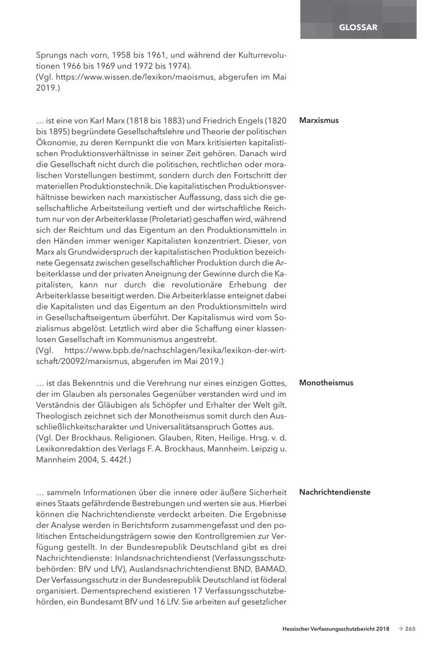 Seite 267 des Verfassungsschutzbericht 2018 Hessen