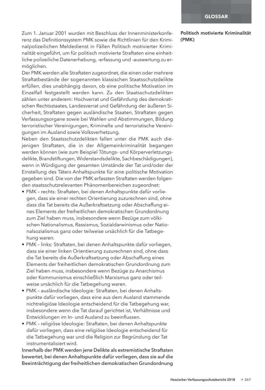 Seite 269 des Verfassungsschutzbericht 2018 Hessen
