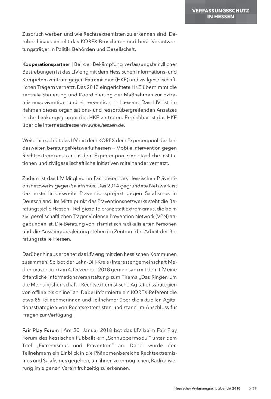 Seite 41 des Verfassungsschutzbericht 2018 Hessen