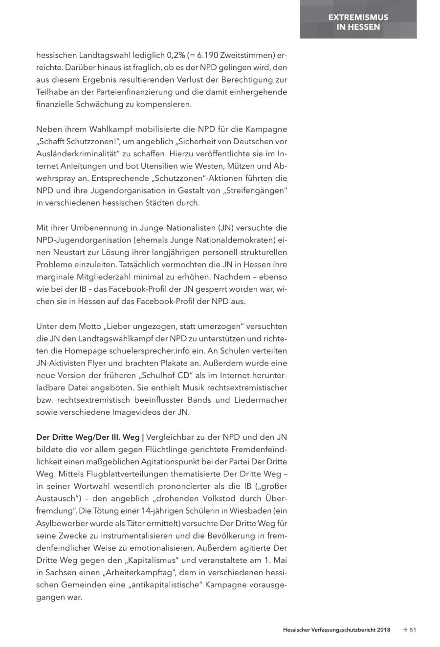 Seite 53 des Verfassungsschutzbericht 2018 Hessen