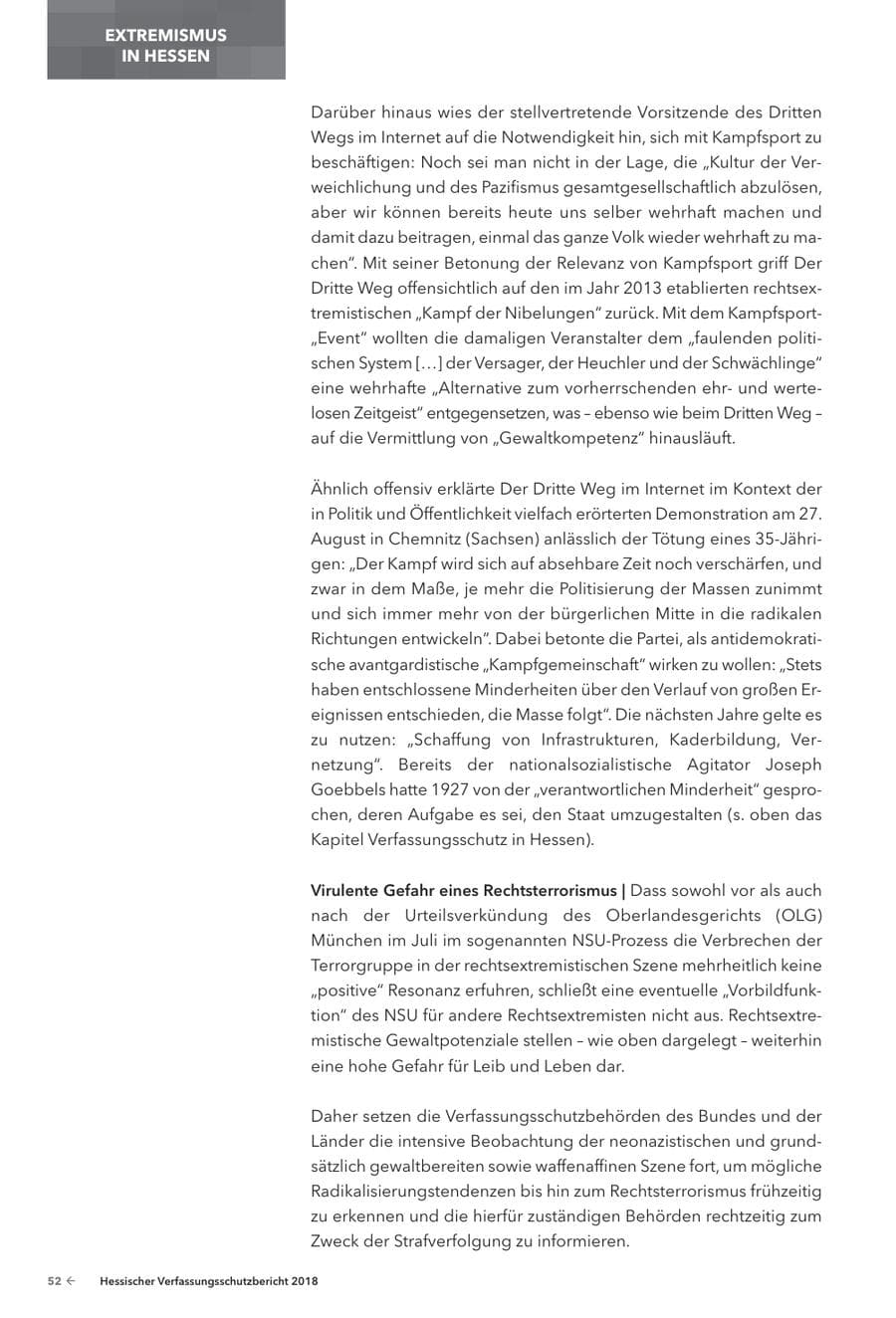 Seite 54 des Verfassungsschutzbericht 2018 Hessen