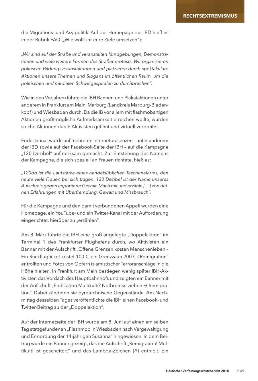 Seite 71 des Verfassungsschutzbericht 2018 Hessen