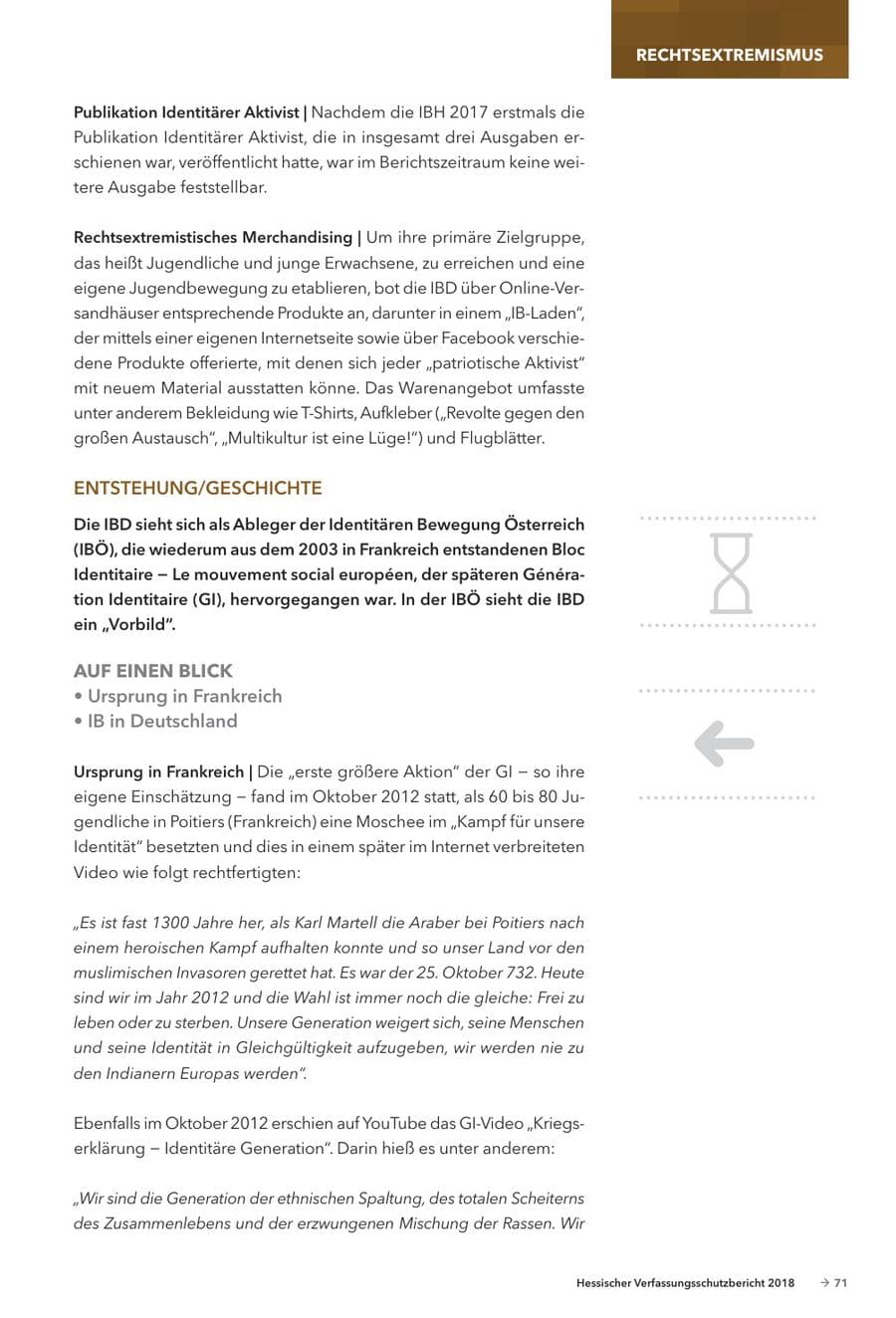 Seite 73 des Verfassungsschutzbericht 2018 Hessen