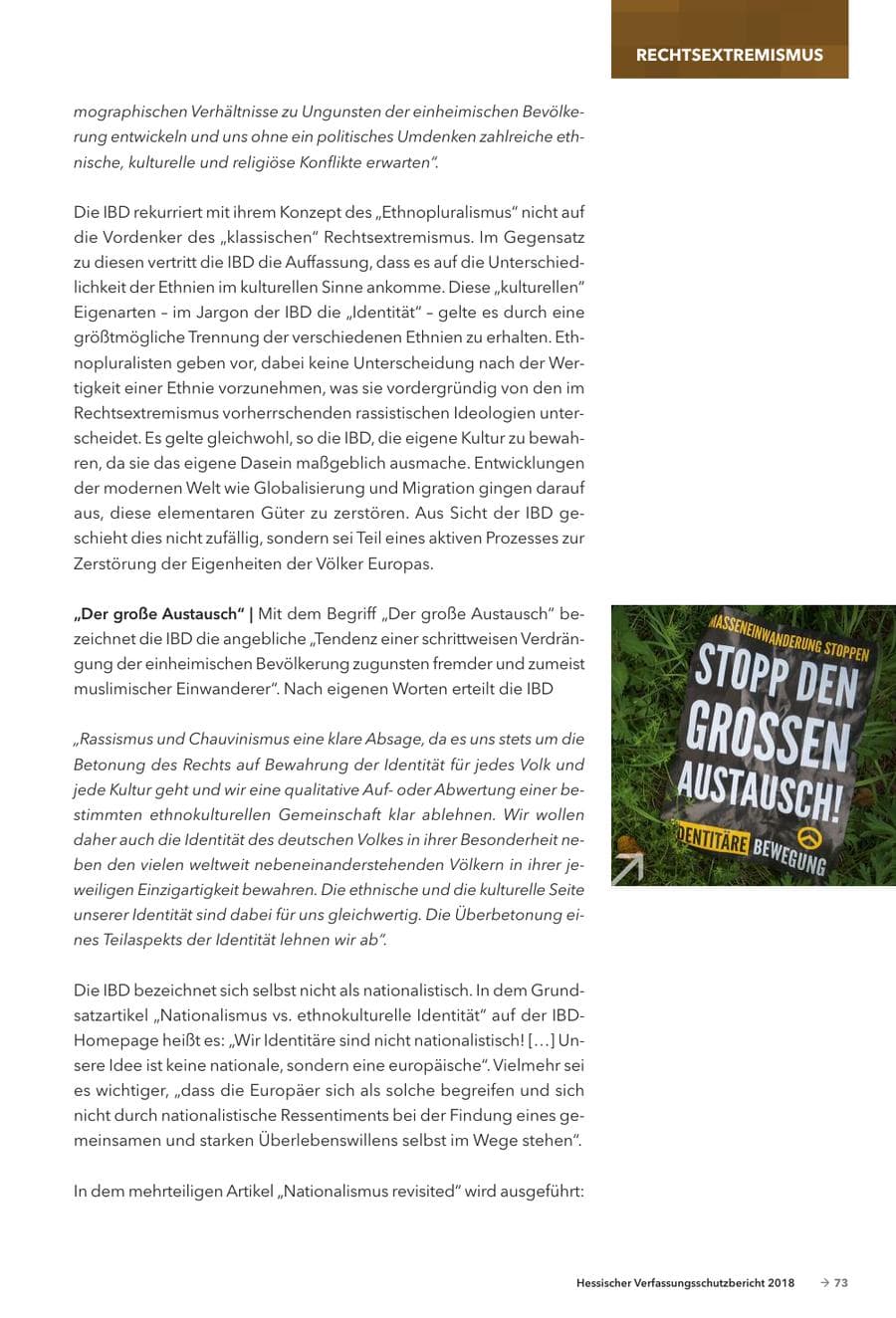 Seite 75 des Verfassungsschutzbericht 2018 Hessen