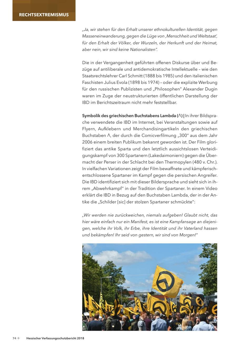 Seite 76 des Verfassungsschutzbericht 2018 Hessen
