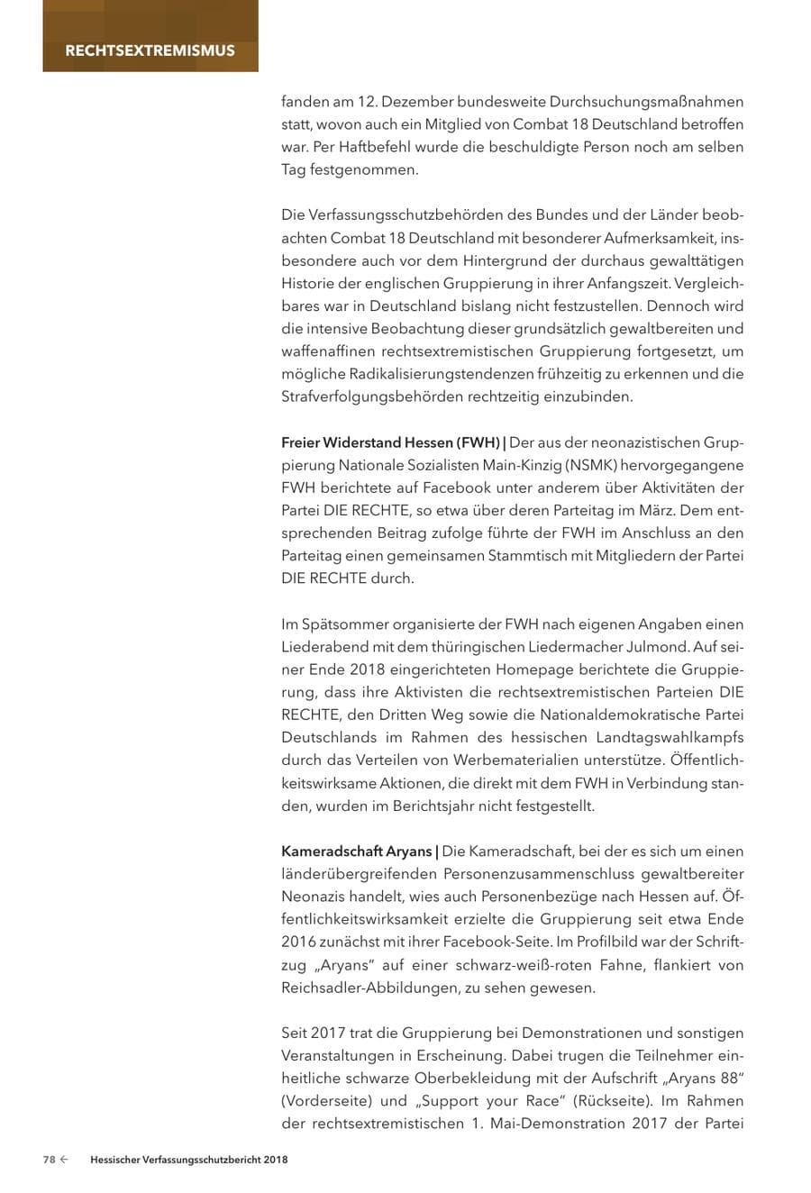 Seite 80 des Verfassungsschutzbericht 2018 Hessen