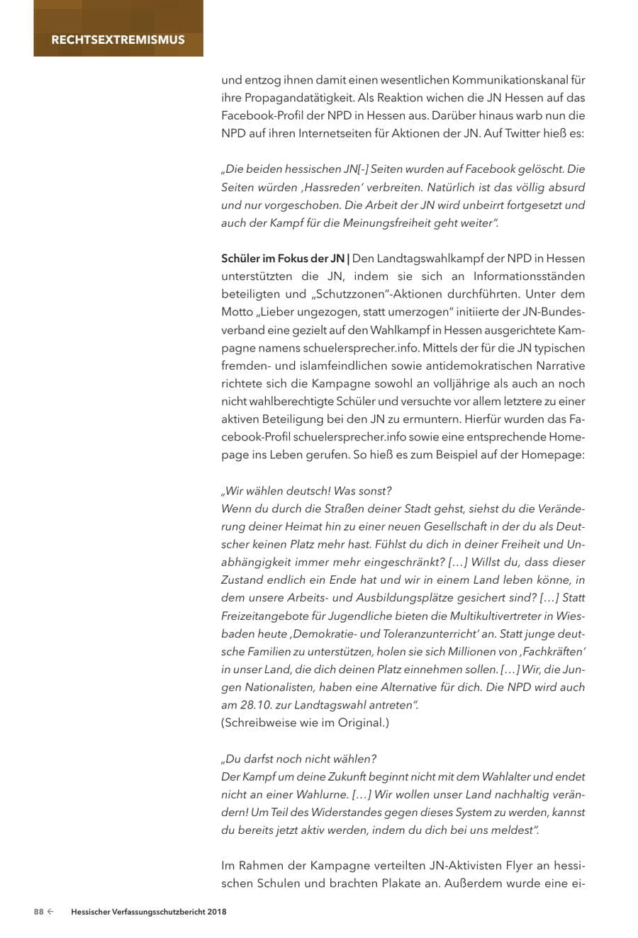 Seite 90 des Verfassungsschutzbericht 2018 Hessen