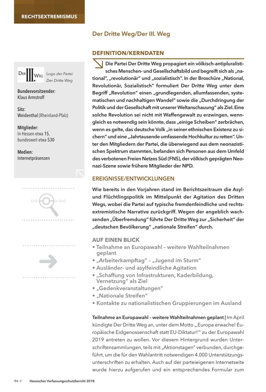 Seite 96 des Verfassungsschutzbericht 2018 Hessen