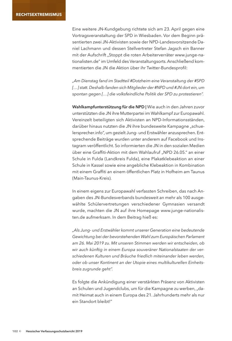 Seite 104 des Verfassungsschutzbericht 2019 Hessen