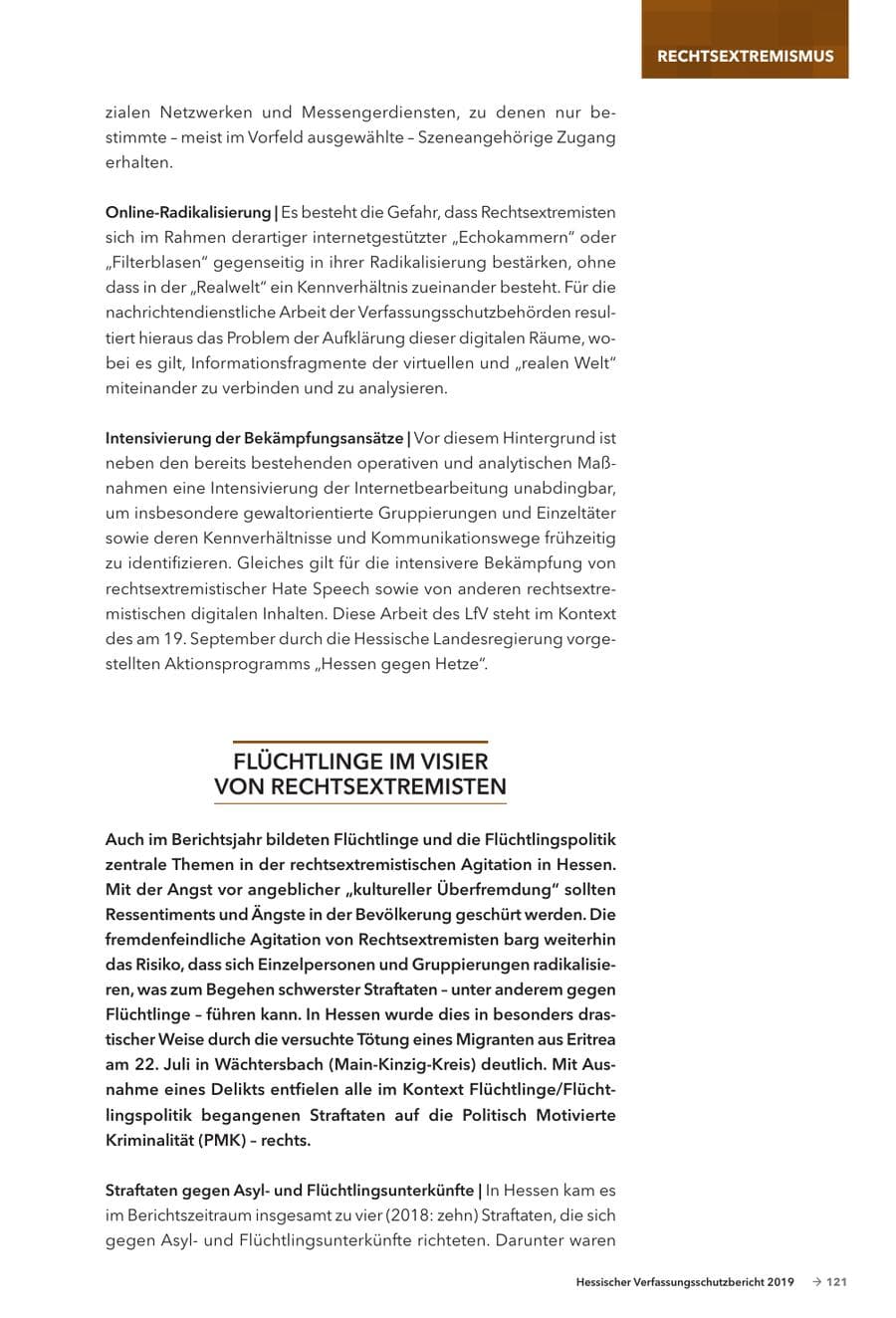 Seite 123 des Verfassungsschutzbericht 2019 Hessen