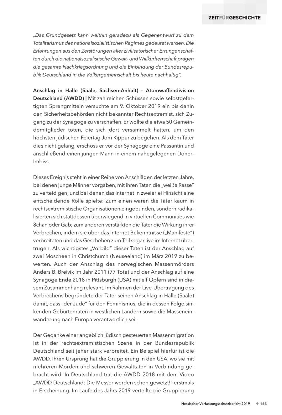 Seite 165 des Verfassungsschutzbericht 2019 Hessen