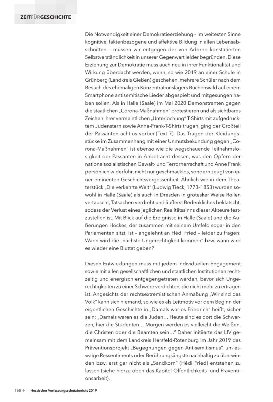 Seite 170 des Verfassungsschutzbericht 2019 Hessen