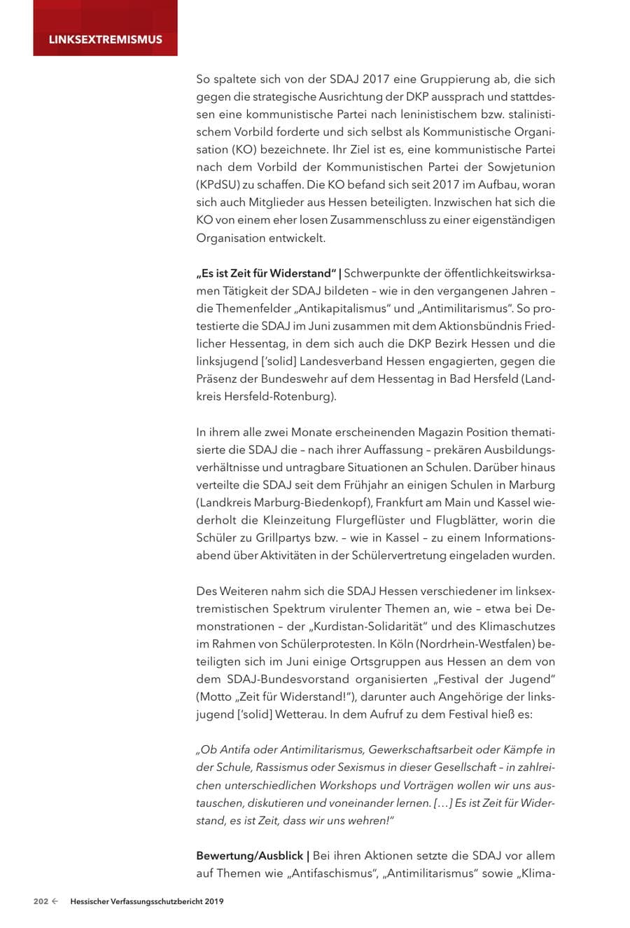 Seite 204 des Verfassungsschutzbericht 2019 Hessen