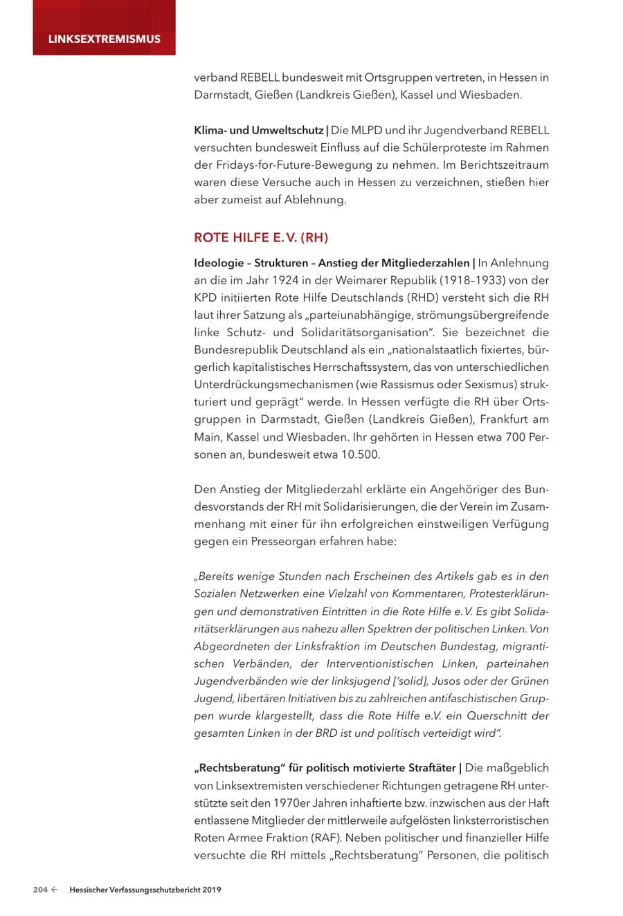Seite 206 des Verfassungsschutzbericht 2019 Hessen