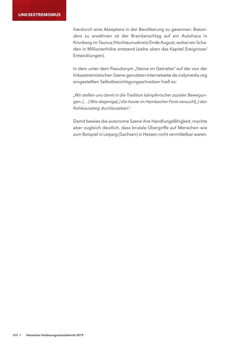 Seite 210 des Verfassungsschutzbericht 2019 Hessen
