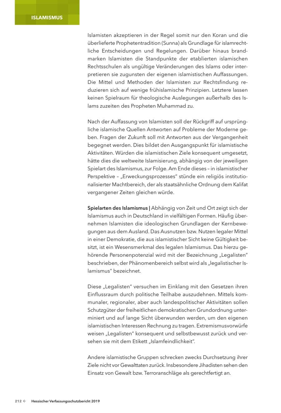 Seite 214 des Verfassungsschutzbericht 2019 Hessen