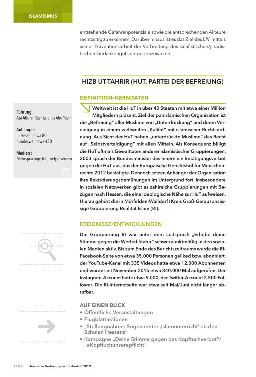 Seite 232 des Verfassungsschutzbericht 2019 Hessen