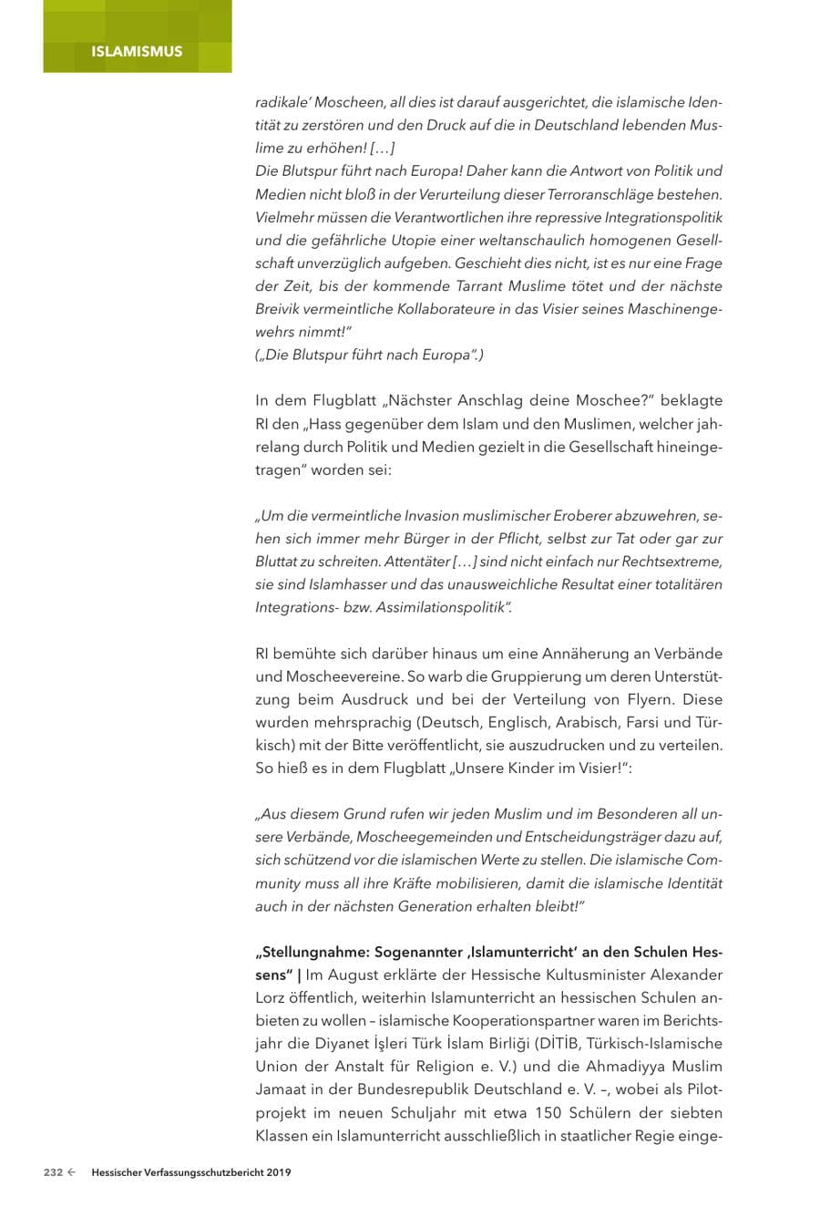 Seite 234 des Verfassungsschutzbericht 2019 Hessen